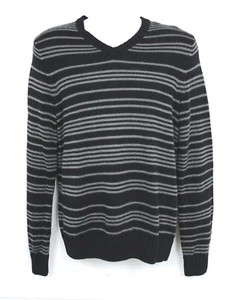 Kenneth Cole Sweater Black or Navy Blue Striped Cotton Blend RET 80 NWTS  - Picture 1 of 16