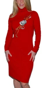 $998 Polo Ralph Lauren Womens Equestrian Turtleneck Sweater Dress Slim Red Small - Picture 1 of 6