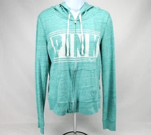 Victoria's Secret Pink Women's Sz S Full Zip Activewear Lightweight Green Hoodie - Picture 1 of 7