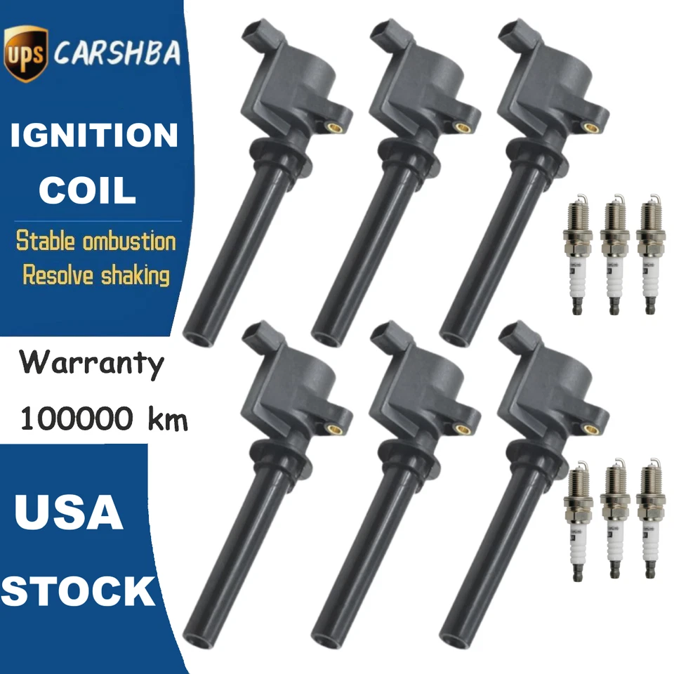 6* Ignition Coils &6 Spark Plug for 01-08 Ford Escape Mazda Tribute 3.0L FD502  - Image 1 of 4