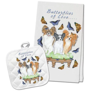 Papillon Kitchen Dish Towel and Pot Holder Gift Set - Picture 1 of 1