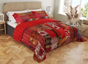 Handmade Vintage Silk Patchwork Kantha Quilt Indian Sari Silk Patola Throw - Picture 1 of 62