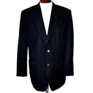 Pierre Cardin Men's Sport Coat Blazer 42L Black Wool Suit Jacket Mexico VTG - Picture 1 of 9
