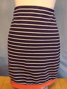 NEU OHNE ETIKETT ANN TYLOR BLAU WEISS GESTREIFT KORALLE GESTREIFT STRETCHIG MINIROCK GRÖSSE 8 MEDIUM - Bild 1 von 8