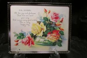 Vtg Pro-Les-Co Mother's Day Mother Print Verse QUALITY Metal Frame Flowers 8x10 - Picture 1 of 8