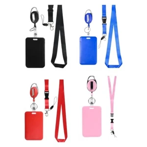 2Set Retractable ID Badge Holder with Lanyard Badge Reel and Detachable Keychain - Picture 1 of 12