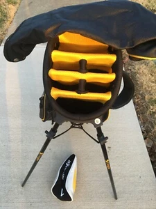 COUGAR XC-3 Golf Bag With Stand 7 Way Dividers yellow/black W/Head Cover - Picture 1 of 9