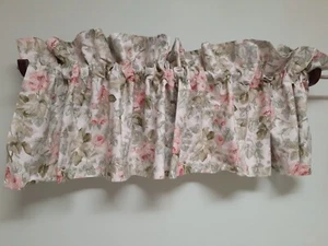 Laura Ashley Cottage Rose Straight Valance 84" x 18"- Pink& Green - Picture 1 of 6