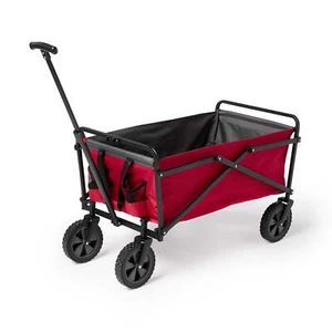 Collapsible Steel Frame Utility Wagon Outdoor Garden Cart, Red - Picture 1 of 9