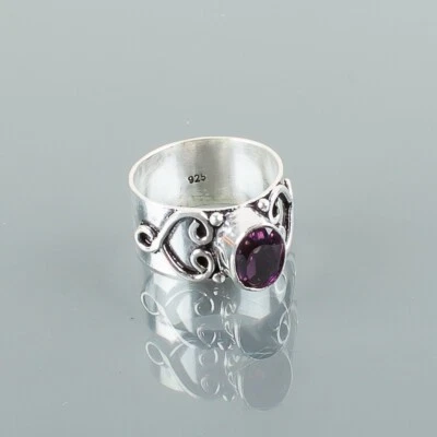Amethyst Gemstone 925 Sterling Silver Ring Handmade Jewelry Ring For Gift - Image 1 of 3