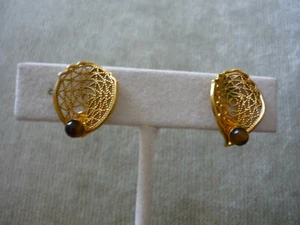 HERMOSOS PENDIENTES DE FILIGRANA CON CLIP EN TONO DORADO DE ASPECTO VINTAGE - Imagen 1 de 4