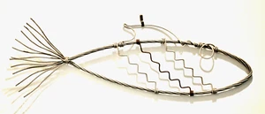 Vintage MODERN STUDIO artist made OOAK FISH Art hanging Sculpture 18.5" Metal - Picture 1 of 11