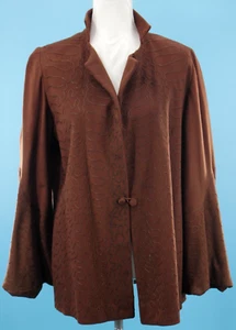 Vtg Women's Antique Edwardian Early 1900s Brown Wool Embroidered Jacket M/L - Picture 1 of 23