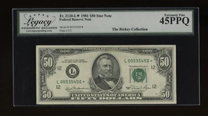 DBR 1981 $50 FRNSan Francisco STAR Fr. 2120-L* Legacy 45 PPQ Serial L00535450* - Picture 1 of 2