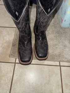 New Laredo Western Cowboy Boots 7927 Black Leather Stitched MEN’S 8.5 D - Picture 1 of 9