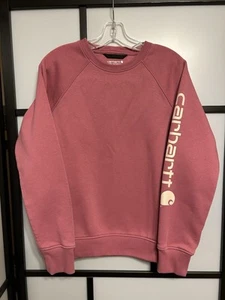 Carhartt Womens M Relaxed Fit Midweight Block Logo Sleeve Graphic Sweatshirt - Picture 1 of 5