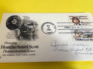 FFC 1980 Blanch Scott FDC Airmail pair - Picture 1 of 2