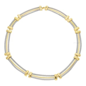 Michel Herbelin Collier C7025/T Edelstahl Teils Gold plattiert, getragen 46 cm - Bild 1 von 2