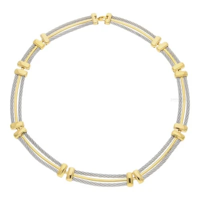 Michel Herbelin Collier C7025/T Edelstahl Teils Gold plattiert, getragen 46 cm - Bild 1 von 2