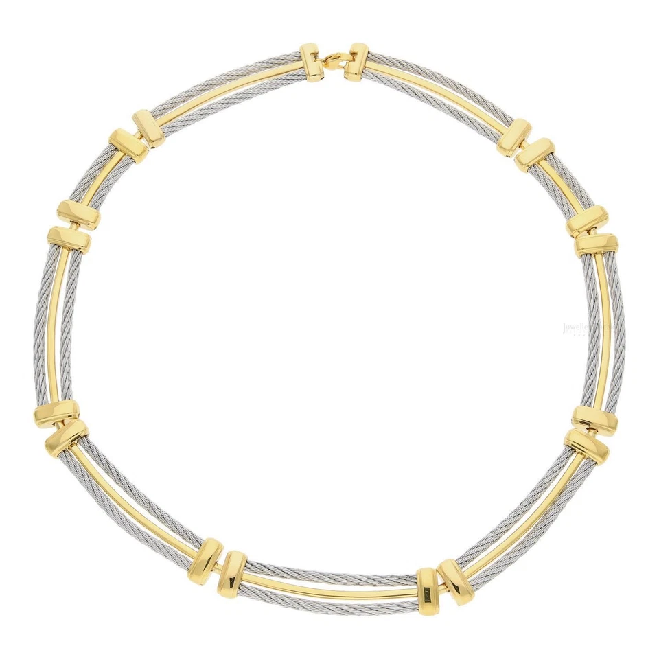 Michel Herbelin Collier C7025/T Edelstahl Teils Gold plattiert, getragen 46 cm - Bild 1 von 2