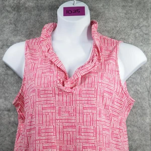 J.McLaughlin Shirt Damen XL Rosa Geometrisch Ärmellos Rüschenkragen Strick Top - Bild 1 von 8