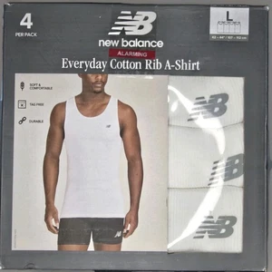 NEW BALANCE - Neu - Herren Everyday Cotton Rib A-Shirt - 4er Pack - Weiß - Gr. L - Bild 1 von 9