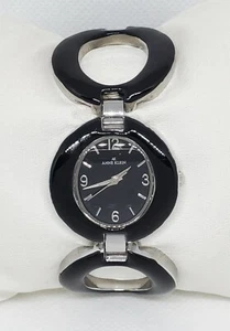Ladies Anne Klein Elegant Black Silver Circle Link Analog Watch 10/8769 D3 - Picture 1 of 9