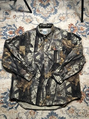Vintage 10X Real Tree Camo Shirt Mens Extra Large Heavyweight Hunting Button up - Image 1 of 4
