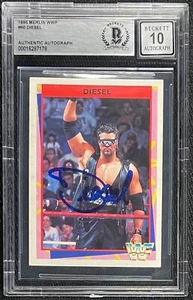 DIESEL KEVIN NASH SIGNED WWF 1995 MERLIN #60 BECKETT AUTO GRADE 10 178 - Picture 1 of 2