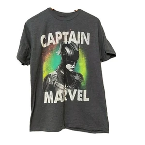Captain Marvel T Shirt Mens L Shortsleeve Dark Gray Soft Black Helmet Comic  - Picture 1 of 5