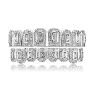 Micro Pave Cubic Zircon Top & Bottom Griglie Set per Uomo Regalo Hip Hop Denti Grillz - Foto 1 di 11