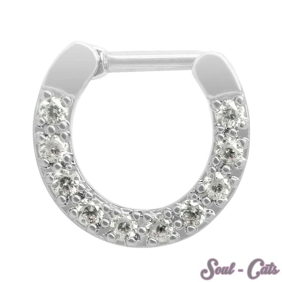 Piercing Septum Strasssteine Strass Nasenring Nasenschmuck silber Edelstahl - Bild 1 von 1