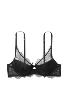 NWT! Victoria's Secret Women's Sz 32D Chantilly Lace Plunge Bra Black 11157258 - Picture 1 of 8