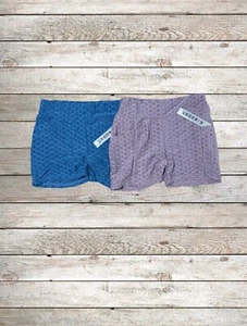 Women LARGE Shorts Pockets 2 PAIR Yoga High Waist Anti-Cellulite Stretchy NWT - Picture 1 of 8