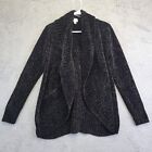 A New Day Soft Luxe Cardigan Women’s Medium Black Ribbed Open Front Long Sleeve