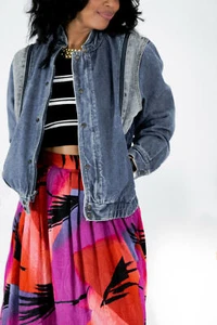 Gr: L JORDACHE VINTAGE Jeansjacke + Weste abnehmbare Ärmel Damen blau - Bild 1 von 12