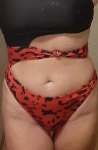 Black and Rusty Red Animal Print Monokini - Picture 1 of 3