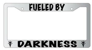 Fueled By Darkness (Dark Knight) Chrome METAL License Plate Frame FFXIV - Picture 1 of 1