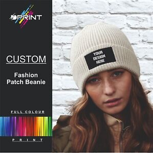 Custom Printed Personalised Fashion Patch Beanie Hat Headwear Workwear Promotion
