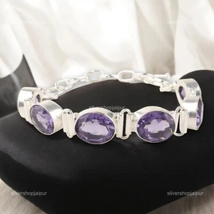 Womens day Deal Natural Iolite 925 Solid Silver Chain Sister Bracelet Jewelry - Picture 1 of 6
