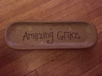 Plato decorativo Donna White Heritage Collection AMAZING GRACE de 16" rústico primitivo  Foto 1 de 4