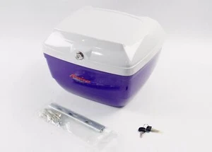 WHITE PURPLE SCOOTER APRILIA AMICO TOP CASE TRUNK LUGGAGE 13.5x13.5x10 ITALY - Picture 1 of 8