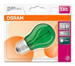 Osram LED Filament Leuchtmittel Tropfen bunt 1,6W = 15W E27 Kugel P45 Deko GRÜN - Bild 1 von 3