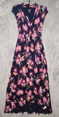 Isabel Maternity Dress Womens Small Blue Pink Floral Maxi Stretch V Neck Casual - Image 1 of 4