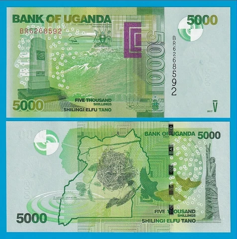 Uganda 5000 Shillings P 51e 2017 UNC  5,000 ( P 51 e ) Cover