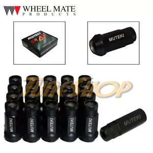 MUTEKI SR48 WHEELS LUG NUTS 12X1.25 1.25 ACORN RIM EXTENDED OPEN END 20 BLACK S - Picture 1 of 2