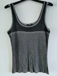 Per Una Speziale Size 12 14 Sleeveless Vest Top Grey Tones Stripe Knit Style M&S - Picture 1 of 8