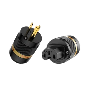 Viborg Pair Pure Copper OFC Gold Plated HiFi US Power Plug IEC Female Connector - Picture 1 of 12