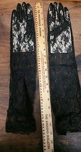 1 PAIR Brand New Long Opera (elbow) Black Lace Gothic Gloves Costume A4-16 - Picture 1 of 4