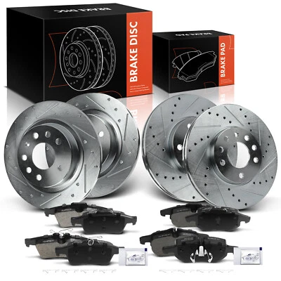 12x Drilled Brake Rotors&Ceramic Brake Pads for Saab 9-3 2004-2010 Front & Rear - Image 1 of 4